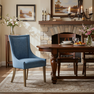 Sunvega Set of 2 Stylish Chenille Upholstered Dining Chairs with Ample Seat