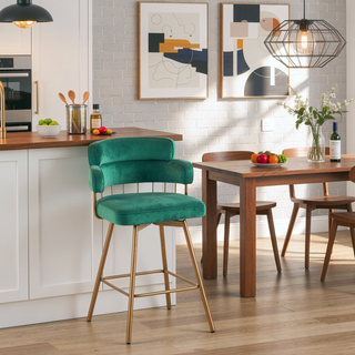 Sunvega 180 Swivel Upholstered Bar Stools with Backs and Metal Legs for Kitchen Island