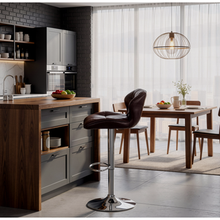 Sunvega Adjustable Height Swivel Barstool with Faux Leather Tufted Seat
