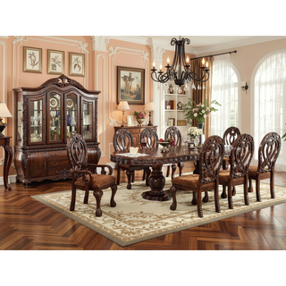 Sunvega Traditional Solid Wood Dining Chairs with Intricate Carved Details and Lion Claw Feet
