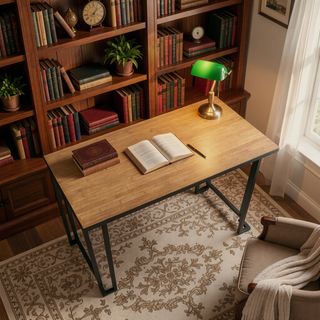 Sunvega Industrial Counter Table with Sustainable Bamboo Top and Metal Frame