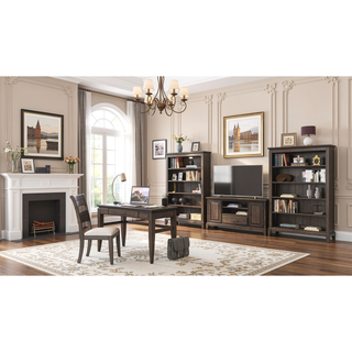 Sunvega Traditional Ladderback Side Chair with Upholstered Seat in Chocolate Finish
