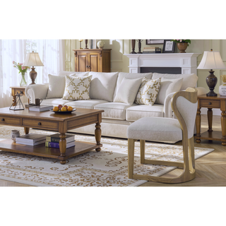 Sunvega English Knotty Oak Wrap Chair with Curved Back and Upholstered Seat
