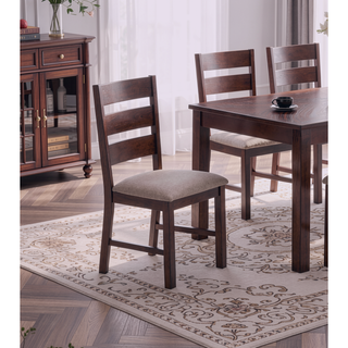 Sunvega Solid Rubberwood Antique Cherry Dining Chairs with Fabric Cushion Seat