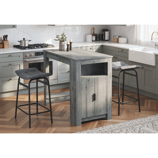 Sunvega Modern Counter Height Barstools with Grey Fabric and Black Metal Legs Set of 2