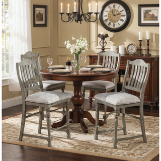 Sunvega Light Grey Acacia Veneer Round Dining Table with Open Shelf