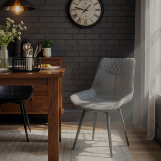 Sunvega Mid-Century Modern Leatherette Swivel Side Chair with Quilted Backrest