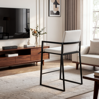 Sunvega Contemporary High Back Counter Stool Set with Velvet Upholstery and Padded Seat