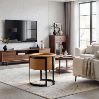 Sunvega Modern Upholstered Faux Leather Dining Chair with Geometric Metal Frame