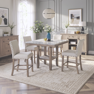 Sunvega White Fabric Finish Bar Stool with Nailhead Trim in Transitional Style
