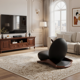 Sunvega Dark Cherry Finish Swivel Bar Chair with Black Faux Leather Upholstery