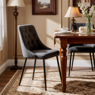 Sunvega Contemporary Faux Leather Upholstered Dining Chair with Tapered Metal Legs Set of 2