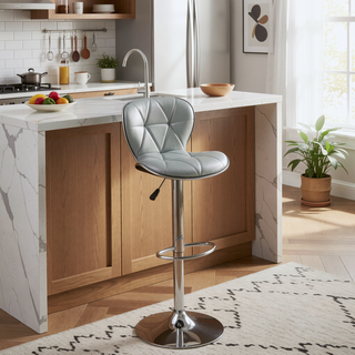 Sunvega Adjustable Height Swivel Barstool with Faux Leather Upholstery Set of 2