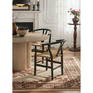 Sunvega Dark Walnut Contemporary Side Chairs with Polyester Upholstered Seat Set of 2