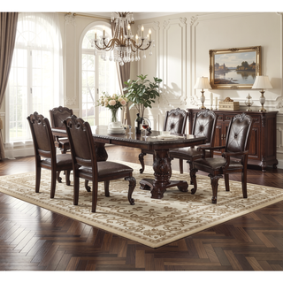 Sunvega Traditional Style Arm Chairs with Luxurious Beige Upholstery and Rich Coffee Brown Finish