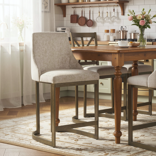Sunvega Modern Contemporary Counter Height Stool with Metal Base and Curved Arms