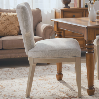 Sunvega Ivory and Champagne Side Chair with Padded Seat and Curved Backrest