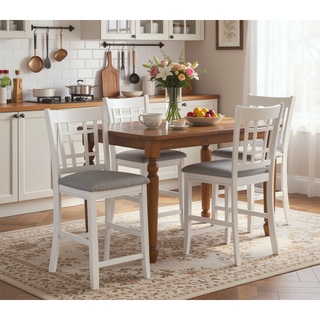 Sunvega Contemporary 18" Extendable Leaf Storage Table with Two-Tone Chalk Gray Finish