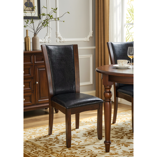 Sunvega Contemporary Dark Cherry Brown Leatherette Cushion Side Chairs Set Of 2