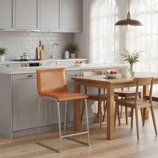 Sunvega Contemporary Counter Stool with Faux Leather Upholstery and Metal Base
