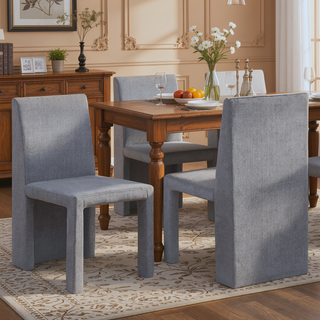 Sunvega Modern Gray Velvet Upholstered Dining Side Chairs with Solid Back Set of 2