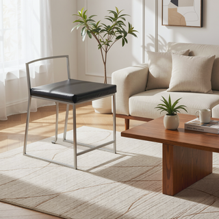 Sunvega Modern Stackable Dining Chairs with Upholstered Seat and Metal Frame Set of 2