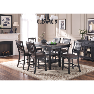 Sunvega Contemporary Dark Coffee Finish Rubberwood Counter Height Chairs with Upholstered Fabric Seat