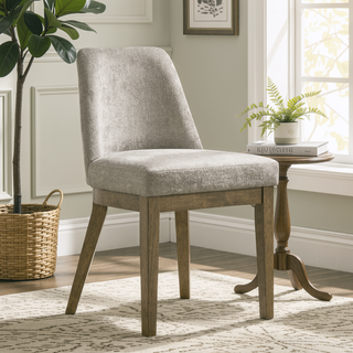 Sunvega Modern Rubberwood Side Chairs with Light Tan Upholstery for Dining