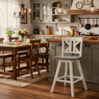 Sunvega Solid Rubberwood Counter Height Dining Table with Distressed Gray Finish