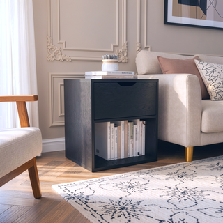 Sunvega 50x40x60 cm Nightstand End Table with Spacious Sliding Drawer
