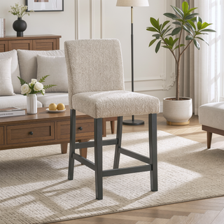 Sunvega Modern Upholstered Boucle Counter Stools with Padded Seat Set of 2