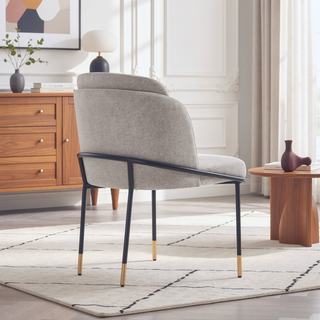 Sunvega Modern Upholstered Dining Chair in Black Twill Weave Fabric