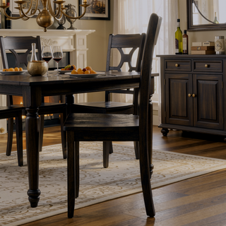 Sunvega Distressed Walnut Ladder Back Side Chairs with Tapered Legs Set of 2