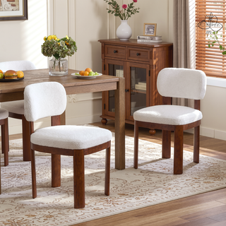 Sunvega Modern Farmhouse Dining Chairs Set of 2 with Upholstered Fabric and Wood Legs