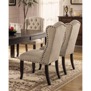 Sunvega Rustic Style Antique Black and Beige Finish Wingback Dining Side Chairs