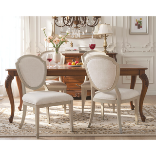 Sunvega Modern Light Oak Finish Wooden Side Chairs with Chenille Upholstery Set of 2