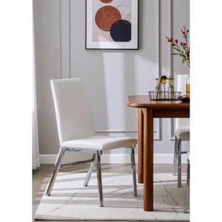 Sunvega PU Leather High Back Armless Dining Chair with Chrome Finish Metal Legs