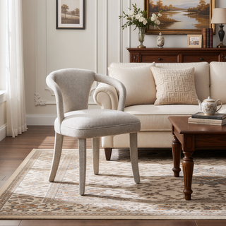 Sunvega Mid-Century Modern Tweed Upholstered Armchair for Dining and Living Room