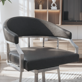 Sunvega 30 Inch Bar Height Swivel Modern Slate Gray Faux Leather Bar Stool
