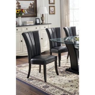 Sunvega Modern Black PU Upholstered Dining Chairs with Wide Flair Back Support