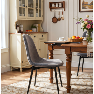 Sunvega Mid-Century Inspired Blue Velvet Dining Chairs Set with Metal Legs