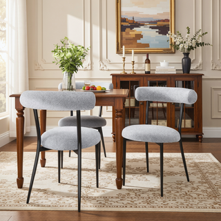 Sunvega Modern Metal Frame Dining Chairs Set of 2 with Curved Open Backrests