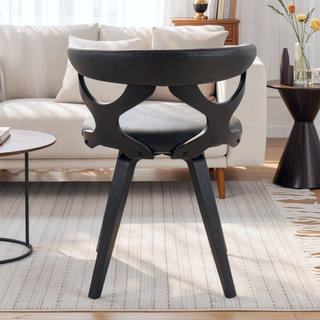 Sunvega Contemporary Dining Chair with Swivel in Black Wood and Faux Leather
