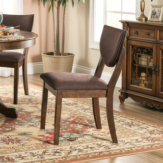 Sunvega Set of 2 Transitional Side Chairs with Walnut Finish and Dark Chocolate Fabric