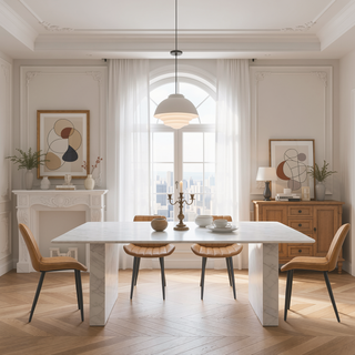 Sunvega Brown PU Leather Dining Chairs with Metal Legs and Wave Pattern Upholstery