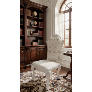 Sunvega Ivory and Bone White Side Chair Set with Claw Legs and Tufted Back