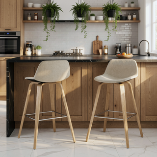 Sunvega Mid Century Modern Bentwood Counter Bar Height Stool Set of 2 with Chrome Foot Rest