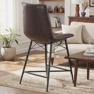 Sunvega Cool and Cozy Tufted Leatherette Counter Height Stools with Metal Base