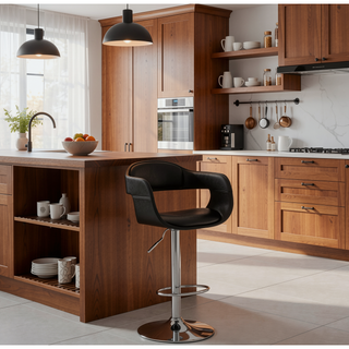 Sunvega Hydraulic Swivel Adjustable PU Leather Barstool for Breakfast Bars