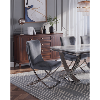 Sunvega Glam Style Chrome Frame Upholstered Velvet Dining Chairs Set of 2